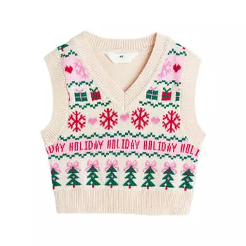 Жилет H&amp;M Holiday Rib-knit, кремовый