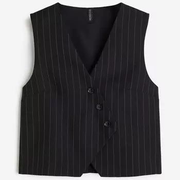 Жилет H&M Pinstriped Asymmetric-front Suit, черный