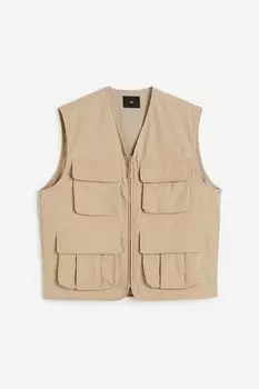Жилет H&M Relaxed Fit Nylon Cargo, бежевый