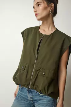 Жилет - Хаки - Базовый Happiness stanbul, хаки