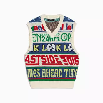 Жилет Intarsia Bershka V-neck Knit, кремовый