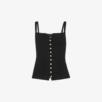 Жилет из эластичной ткани с квадратным вырезом и застежкой на пуговицы Whistles, черный