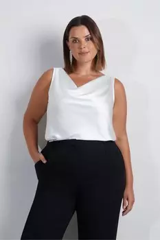 Жилет из атласа с воротником хомутиком Live Unlimited, белый