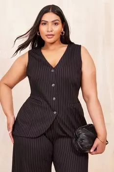 Жилет из джерси в тонкую полоску Curves Like These, серый