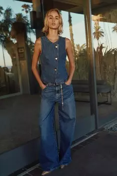 Жилет из джинса Z1975 ZARA, средне-синий