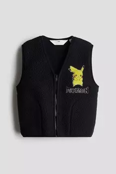 Жилет из флиса Тедди с мотивом H&M, черный
