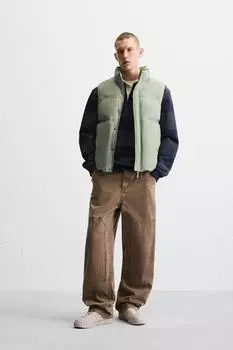 Жилет из фугу ZARA, цвет Light khaki