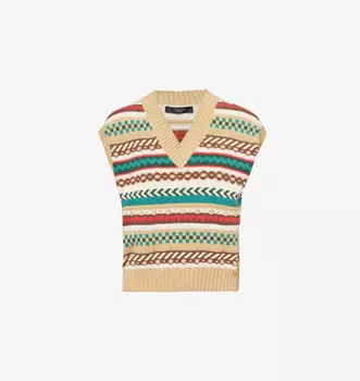 Жилет из хлопчатобумажной смеси в полоску Vicino Weekend Max Mara, цвет biscuit