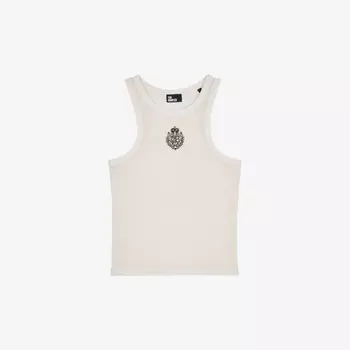 Жилет из хлопка облегающего кроя с вышитым логотипом The Kooples, экрю