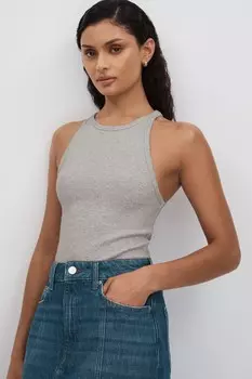 Жилет из хлопка в рубчик Good American, серый