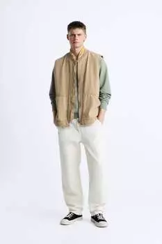 Жилет из хлопка ZARA, хаки