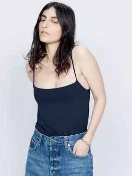 Жилет из хлопкового джерси с квадратным вырезом Raey, синий