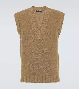 Жилет из хлопкового трикотажа Dolce&Gabbana, коричневый