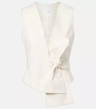 Жилет из хлопковой смеси с бантовыми деталями Zampa Max Mara, белый