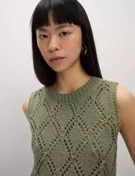 Жилет из хлопковой смеси с ромбовидной строчкой Marks & Spencer, цвет Faded khaki