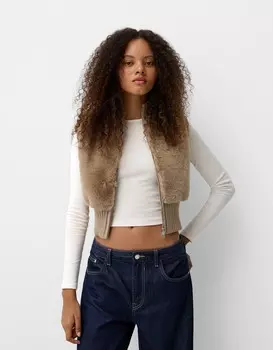 Жилет из искусственного меха Bershka, желтый