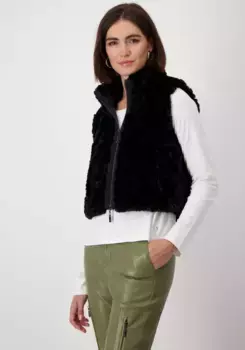 Жилет из искусственного меха Монари, с воротником-стойкой Monari, черный
