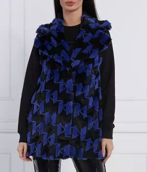 Жилет из искусственного меха с монограммой Regular Fit Karl Lagerfeld, синий