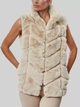 Жилет из искусственного меха в рубчик James Lakeland, белый