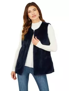 Жилет из искусственного меха Yumi, темно-синий