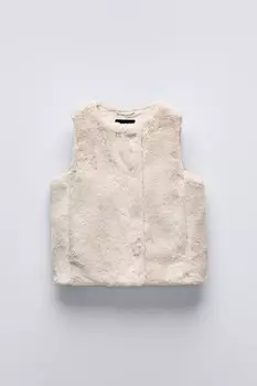 Жилет из искусственного меха ZARA, цвет stone