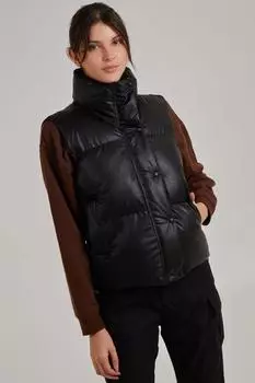 Жилет из искусственной кожи Pink Vanilla, черный