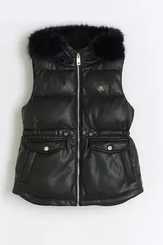 Жилет из искусственной кожи River Island, черный