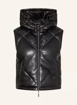 Жилет из искусственной кожи с драгоценными камнями Monari, черный