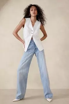 Жилет из льна Lina Banana Republic, белый