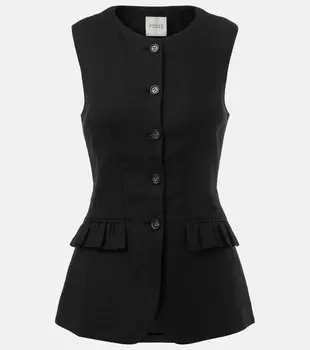 Жилет из льна с рюшами Matilda Posse, черный