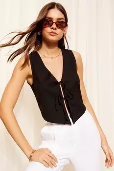 Жилет из льна с завязками спереди Friends Like These, черный