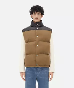 Жилет из матового поплина и кожи Bottega Veneta