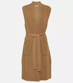 Жилет из натуральной шерсти mirca для отдыха Max Mara, бежевый