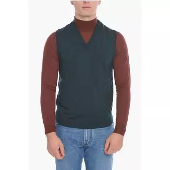 Жилет из натуральной шерсти с V-образным вырезом Corneliani, Green