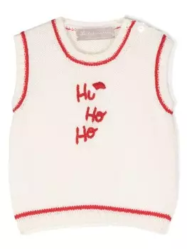 Жилет из натуральной шерсти с вышитым мотивом La Stupenderia, серый