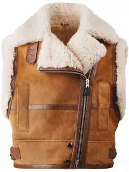 Жилет из овчины без рукавов Hogan, нейтральный цвет