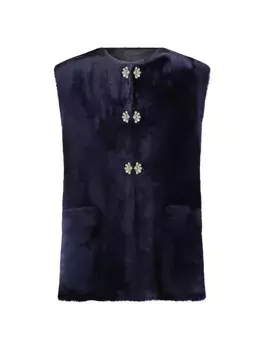 Жилет из овчины Gorski, темно-синий