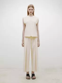 Жилет из поплина с пуговицами Massimo Dutti, бежевый