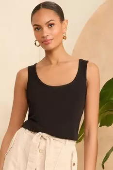 Жилет из премиального джерси с круглым вырезом Love & Roses, черный