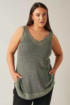 Жилет из пряжи Curve Tape Evans, зеленый