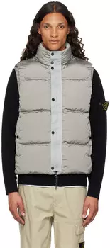 Жилет из серого нейлона и металла Stone Island