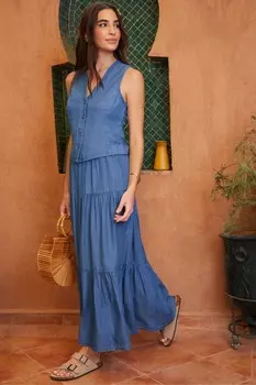 Жилет из шамбре Threadbare, синий