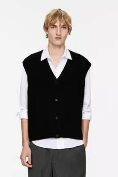 Жилет из шерсти и хлопка Arket, черный