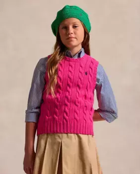 Жилет из шерсти/кашемира для девочки цвета фуксии Polo Ralph Lauren, фуксия