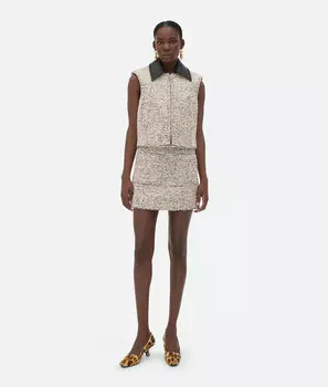 Жилет из шерстяного букле Bottega Veneta, белый/черный