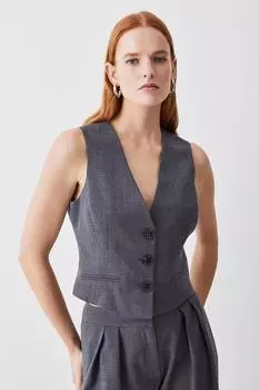 Жилет из шерстяной фланели премиум-класса Karen Millen, серый