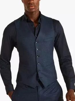 Жилет из шерстяной фланели приталенного кроя Moss London, королевский синий