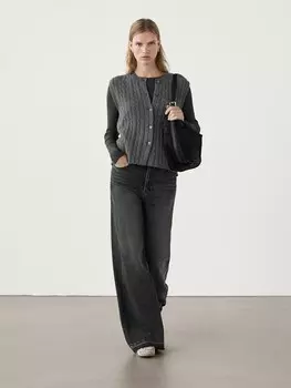 Жилет из смеси шерсти и кашемира с деталями Massimo Dutti, серый