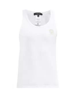 Жилет из смесового хлопка с принтом medusa Versace, белый