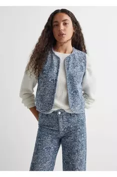 Жилет из смесового хлопка с рисунком Mango, синий